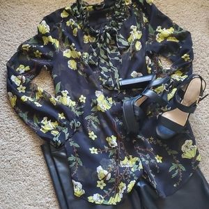 Black & Green sheer top